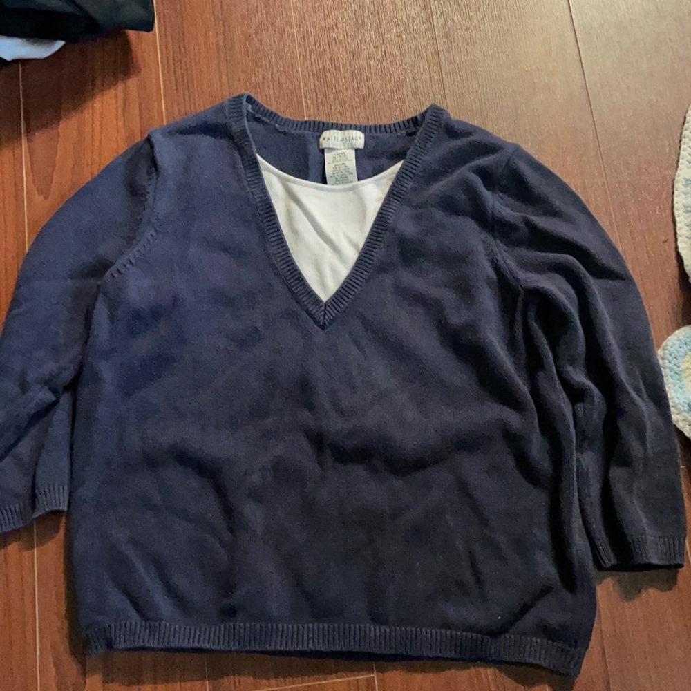 White stag layered sweater